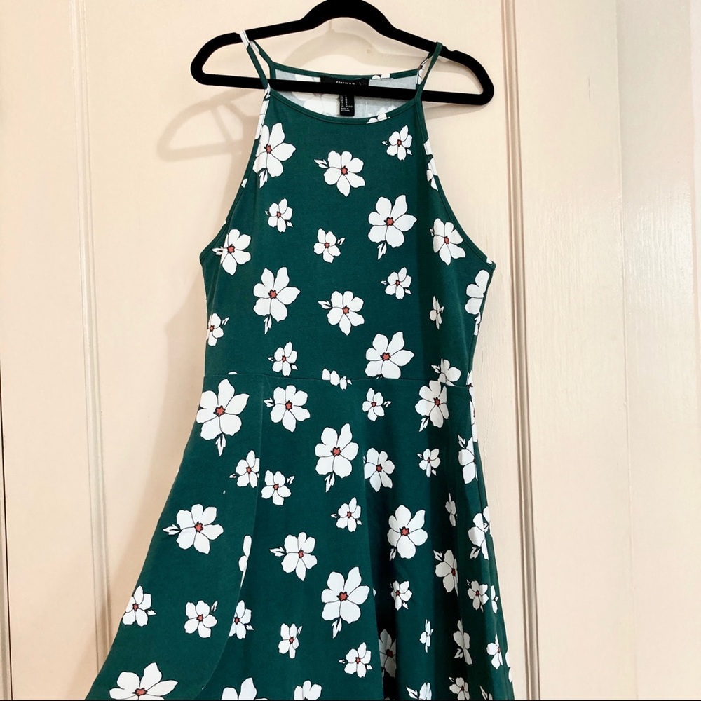 F21// New Green Floral Halter Dress
